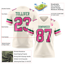 Load image into Gallery viewer, Custom Cream Pink-Kelly Green Authentic Football Jersey
