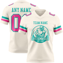 Charger l&#39;image dans la galerie, Custom Cream Pink-Aqua Authentic Football Jersey
