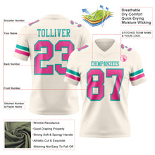 Charger l&#39;image dans la galerie, Custom Cream Pink-Aqua Authentic Football Jersey
