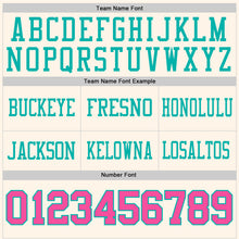 Charger l&#39;image dans la galerie, Custom Cream Pink-Aqua Authentic Football Jersey

