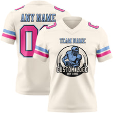 Load image into Gallery viewer, Custom Cream Pink Black-Light Blue Authentic Football Jersey
