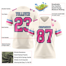 Load image into Gallery viewer, Custom Cream Pink Black-Light Blue Authentic Football Jersey
