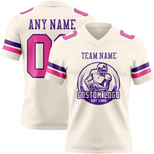 Load image into Gallery viewer, Custom Cream Pink-Purple Authentic Football Jersey
