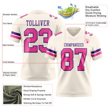 Load image into Gallery viewer, Custom Cream Pink-Purple Authentic Football Jersey
