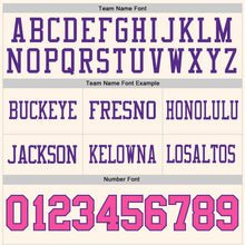 Load image into Gallery viewer, Custom Cream Pink-Purple Authentic Football Jersey
