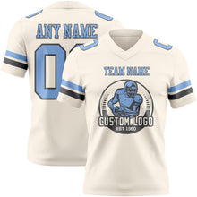 Load image into Gallery viewer, Custom Cream Light Blue-Steel Gray Authentic Football Jersey
