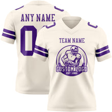 Load image into Gallery viewer, Custom Cream Purple Authentic Football Jersey
