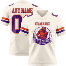 Load image into Gallery viewer, Custom Cream Purple-Orange Authentic Football Jersey
