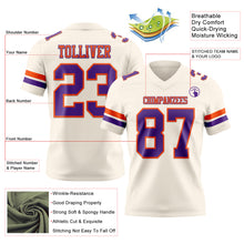 Load image into Gallery viewer, Custom Cream Purple-Orange Authentic Football Jersey
