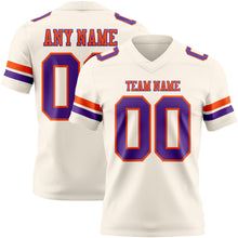 Load image into Gallery viewer, Custom Cream Purple-Orange Authentic Football Jersey
