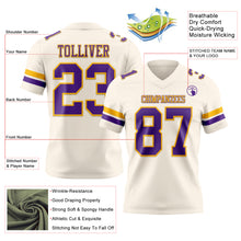 Load image into Gallery viewer, Custom Cream Purple-Gold Authentic Football Jersey
