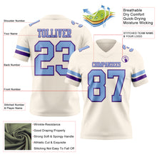 Load image into Gallery viewer, Custom Cream Light Blue-Purple Authentic Football Jersey

