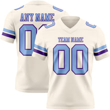 Load image into Gallery viewer, Custom Cream Light Blue-Purple Authentic Football Jersey
