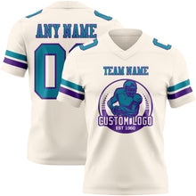 Load image into Gallery viewer, Custom Cream Teal-Purple Authentic Football Jersey
