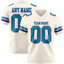 Load image into Gallery viewer, Custom Cream Teal-Purple Authentic Football Jersey
