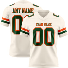 Load image into Gallery viewer, Custom Cream Green-Orange Authentic Football Jersey
