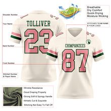 Load image into Gallery viewer, Custom Cream Medium Pink-Green Authentic Football Jersey
