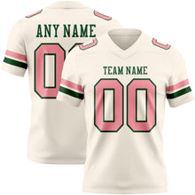 Load image into Gallery viewer, Custom Cream Medium Pink-Green Authentic Football Jersey
