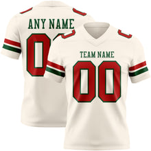 Load image into Gallery viewer, Custom Cream Red-Green Authentic Football Jersey
