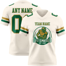 Load image into Gallery viewer, Custom Cream Kelly Green-Old Gold Authentic Football Jersey
