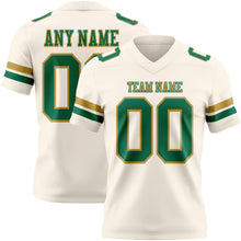 Load image into Gallery viewer, Custom Cream Kelly Green-Old Gold Authentic Football Jersey

