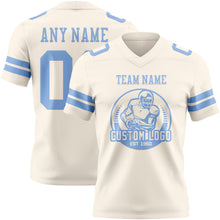 Load image into Gallery viewer, Custom Cream Light Blue Authentic Football Jersey
