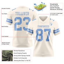 Load image into Gallery viewer, Custom Cream Light Blue Authentic Football Jersey
