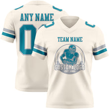 Load image into Gallery viewer, Custom Cream Teal-Gray Authentic Football Jersey
