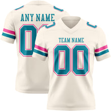 Load image into Gallery viewer, Custom Cream Teal-Pink Authentic Football Jersey
