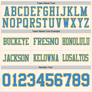 Custom Cream Powder Blue-Gold Authentic Football Jersey