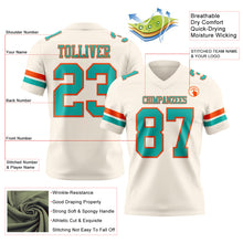 Load image into Gallery viewer, Custom Cream Aqua-Orange Authentic Football Jersey
