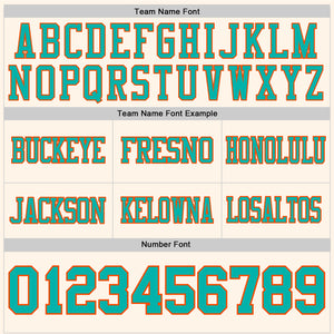 Custom Cream Aqua-Orange Authentic Football Jersey