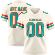 Load image into Gallery viewer, Custom Cream Aqua-Orange Authentic Football Jersey
