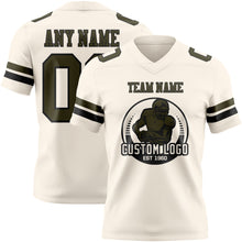 Load image into Gallery viewer, Custom Cream Olive-Black Authentic Football Jersey
