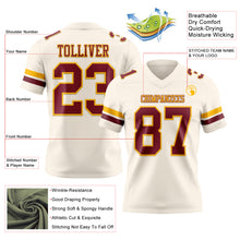 Load image into Gallery viewer, Custom Cream Burgundy-Gold Authentic Football Jersey
