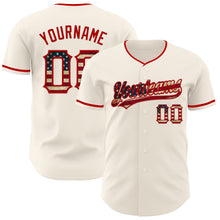 Load image into Gallery viewer, Custom Cream Vintage USA Flag-Red Authentic Baseball Jersey
