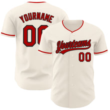 Load image into Gallery viewer, Custom Cream Red-Black Authentic Baseball Jersey
