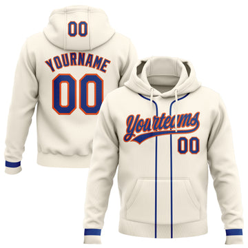 Custom Stitched Cream Royal-Orange Baseball Pullover Sweatshirt Hoodie