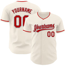 Load image into Gallery viewer, Custom Cream Red-Gray Authentic Baseball Jersey
