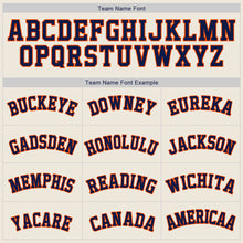 Load image into Gallery viewer, Custom Cream Navy-Orange Authentic Baseball Jersey
