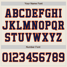 Load image into Gallery viewer, Custom Cream Navy-Orange Authentic Baseball Jersey
