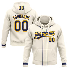 Load image into Gallery viewer, Custom Stitched Cream Navy-Gold Baseball Pullover Sweatshirt Hoodie
