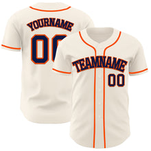 Load image into Gallery viewer, Custom Cream Navy-Orange Authentic Baseball Jersey
