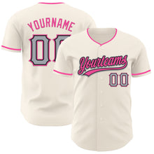 Charger l'image dans la galerie, Custom Cream Gray Black-Pink Authentic Baseball Jersey
