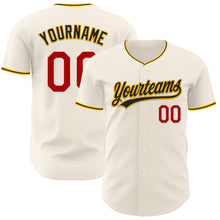 Charger l'image dans la galerie, Custom Cream Red Gold-Black Authentic Baseball Jersey
