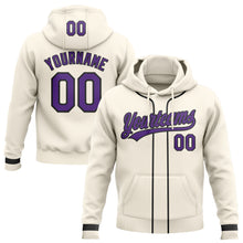 Load image into Gallery viewer, Custom Stitched Cream Purple-Black Baseball Pullover Sweatshirt Hoodie
