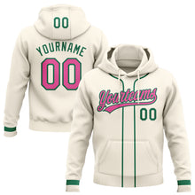 Load image into Gallery viewer, Custom Stitched Cream Pink-Kelly Green Baseball Pullover Sweatshirt Hoodie

