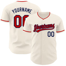 Charger l'image dans la galerie, Custom Cream Red-Navy Authentic Baseball Jersey

