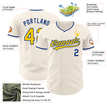 Загрузить изображение в средство просмотра галереи, Custom Cream Yellow-Royal Authentic Baseball Jersey
