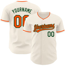 Load image into Gallery viewer, Custom Cream Orange-Green Authentic Baseball Jersey
